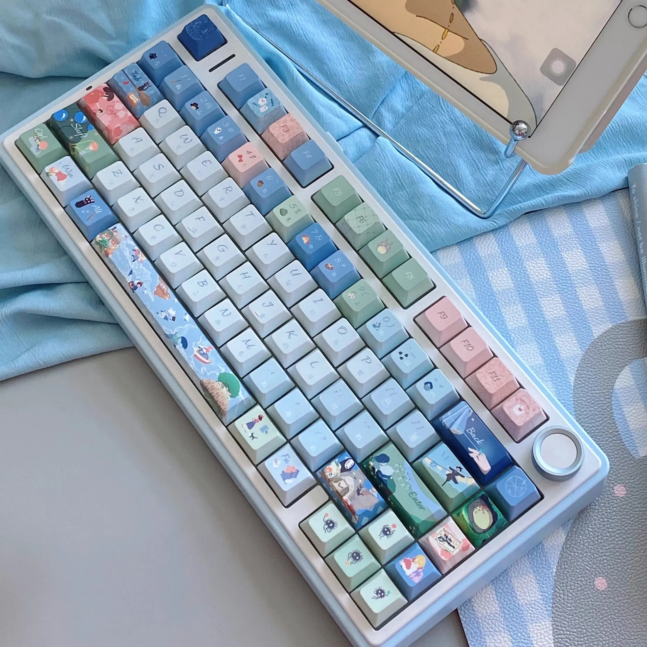 Keycap 143 teclas ergonómicas PBT sublimación térmica accesorios de computadora Keycap azul para teclado mecánico regalos personalizados - imagen 4