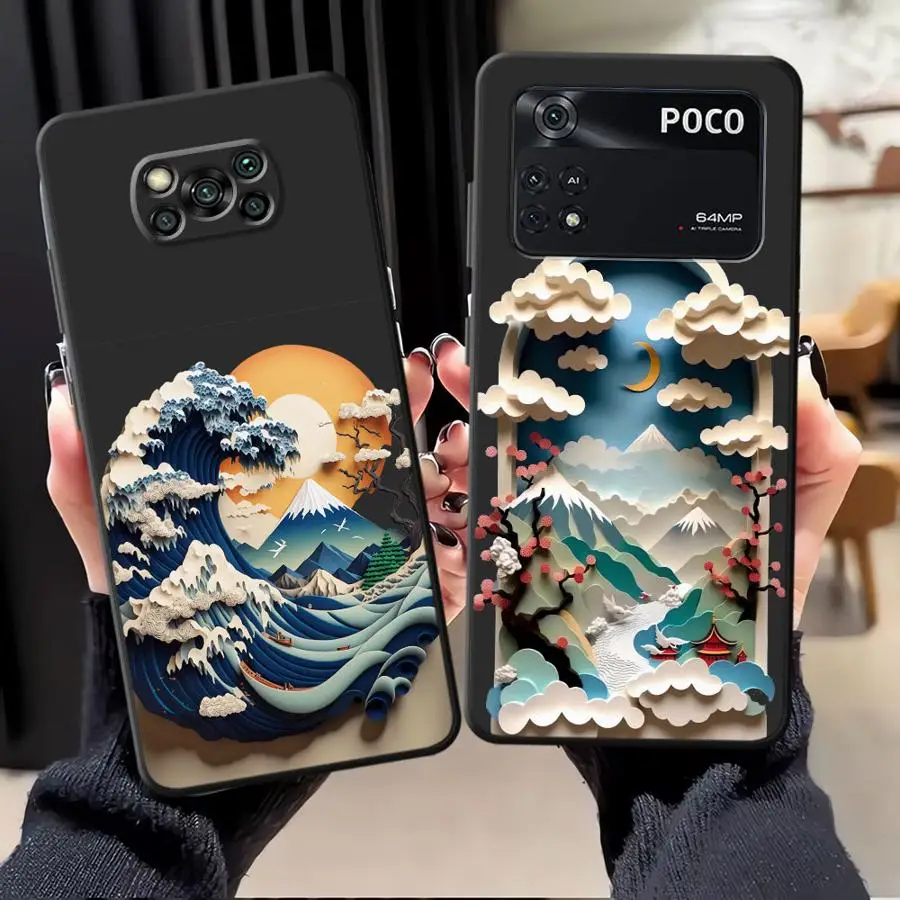 Funda de teléfono suave negra con suspensión de cielo de verano para Xiaomi Poco F1 C71 C50 C40 X3 X4 X5 X7 Pro C75 C61 M5 F3 M3 M4 M7 Pro