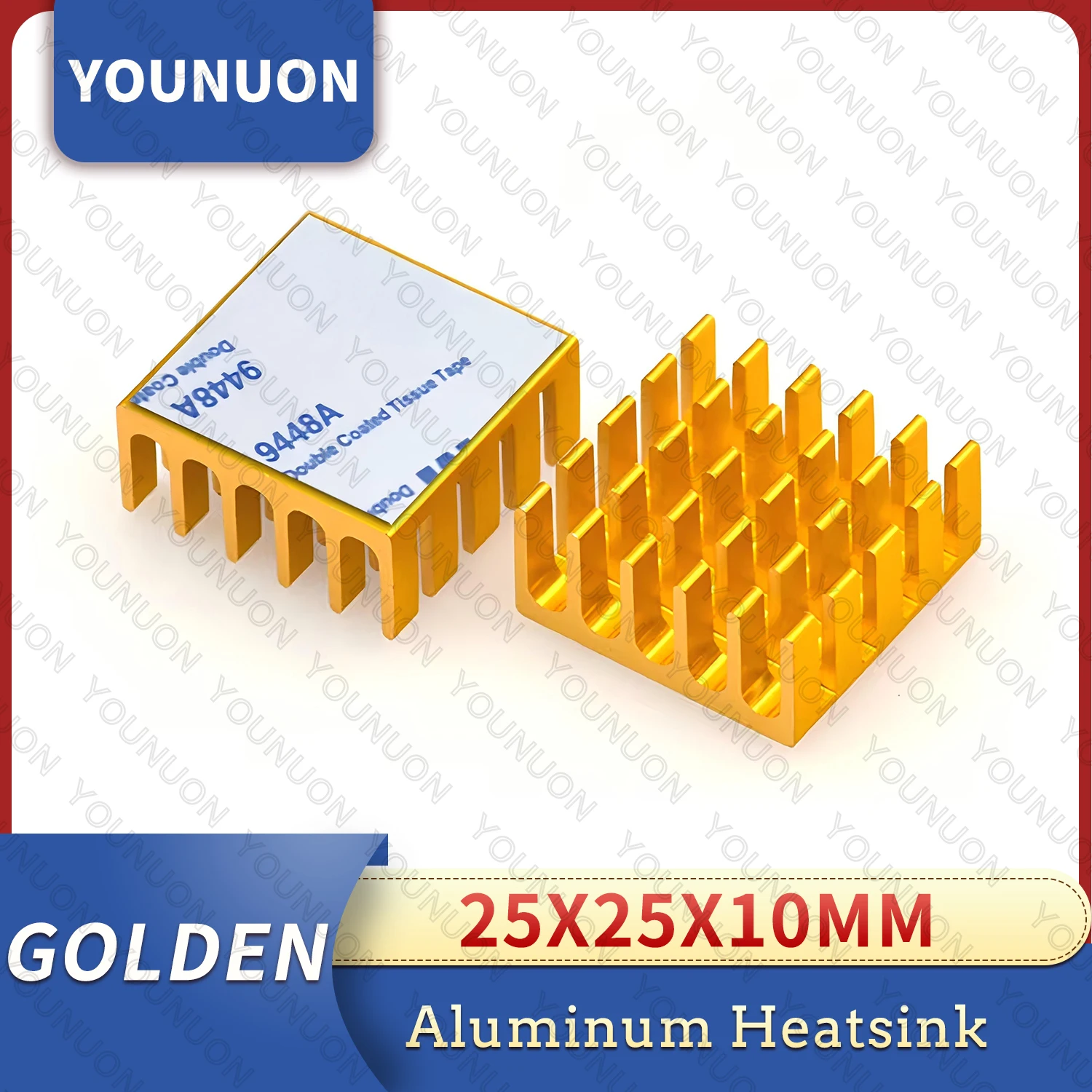 YOUNUON-disipador de calor dorado, aleta de refrigeración, radiador, enfriador negro, 20x20x10mm, 10 piezas