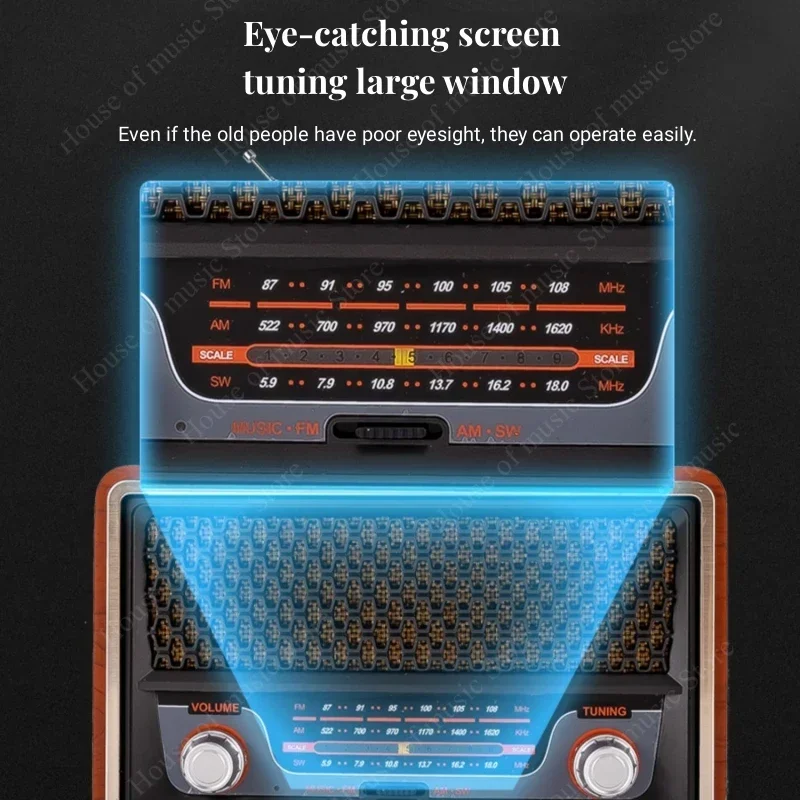 M-157BT Retro Style Multi-band Rechargeable Radio Wireless Bluetooth Link Playback Loud Volume Indoor and Outdoor Speakers - imagen 3