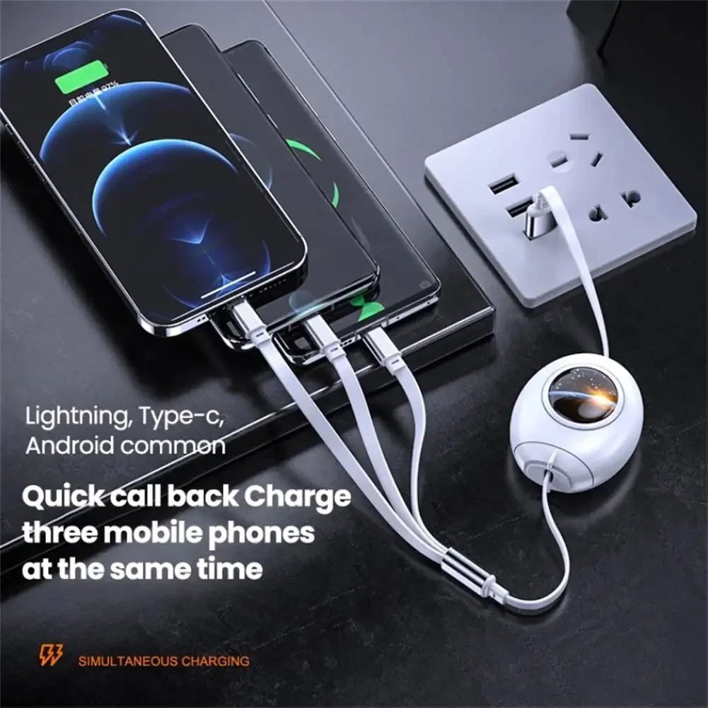 5A 3 en 1 Cable de carga rápida Usb C Usb A a Cable de datos de carga rápida Micro tipo C de 8 pines Compatible con iPhone Huawei Samsung - imagen 4