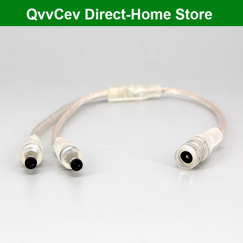 30cm 22awg DC 1 hembra a 2 vías macho cable 5,5x2,1 conector divisor de potencia cable de extensión de enchufe