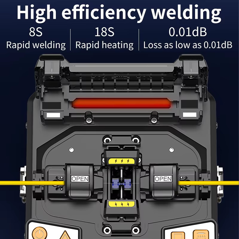 Empalmador de fibra Fuison totalmente automático, 6 motores, A-80F/A-10, pantalla táctil multilingüe, máquina de fusión en caliente de fibra óptica, VFL OPM integrada - imagen 5