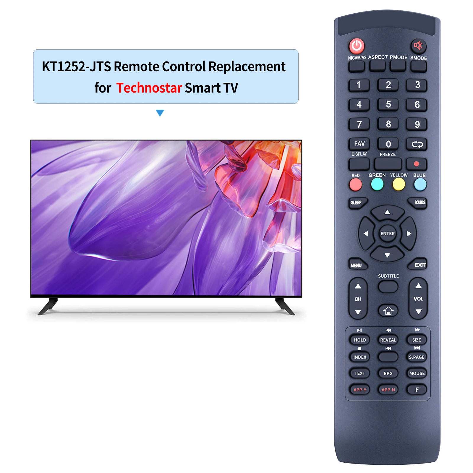 Technostar-mando a distancia para TV kt1252-jts, nuevo - imagen 2