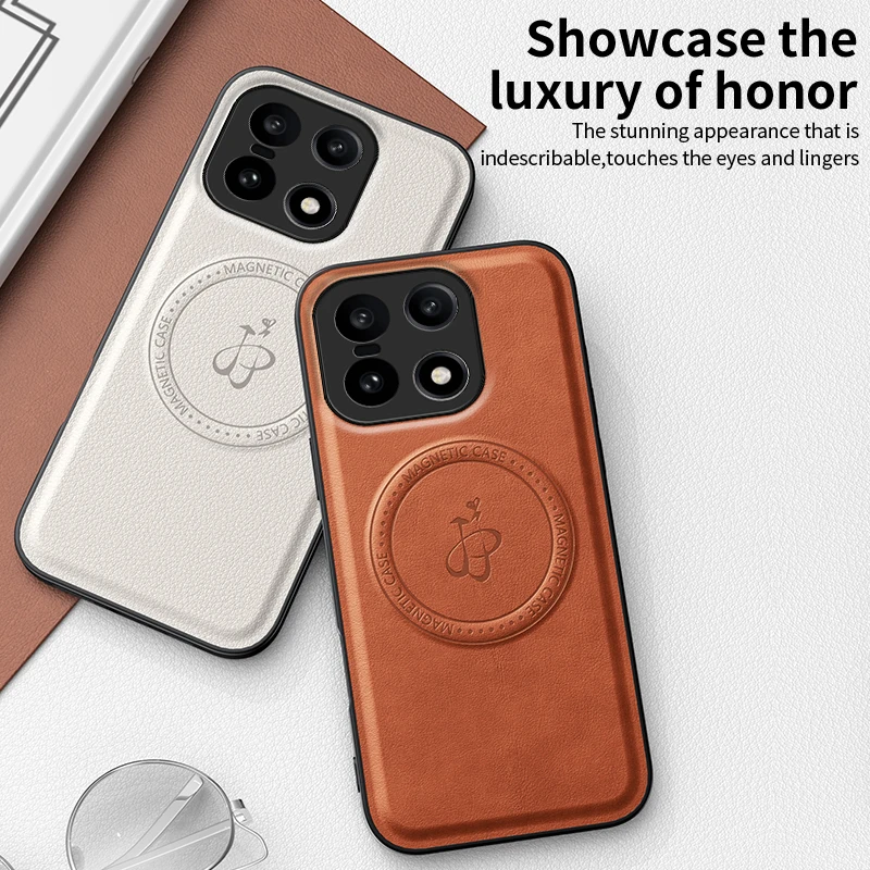 Funda magnética de carga inalámbrica de cuero PU para OnePlus 15 5G, funda protectora trasera dura, Fundas - imagen 4