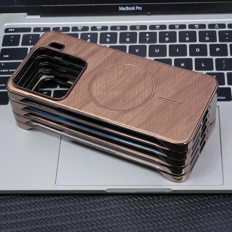 Funda armadura sin marco de alambre dorado de lujo para Xiaomi 15 15Pro Mi15 revestimiento magnético carga inalámbrica cubierta trasera ultrafina y fresca - imagen 5