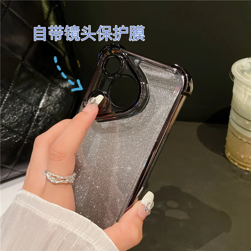Funda de teléfono transparente con revestimiento de brillo degradado para Huawei Pura 70 Ultra P60 P50 P40 P30 Pura70 Pro Plus, funda de parachoques delgada a prueba de golpes - imagen 5