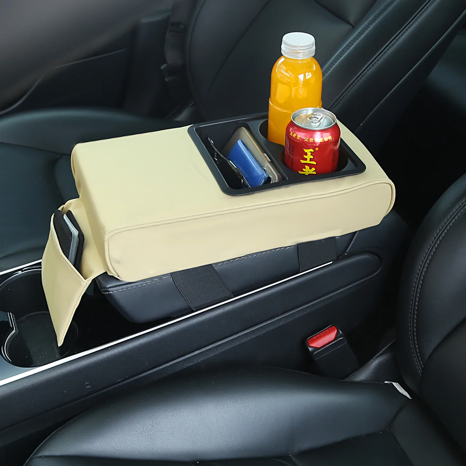 Cojín para reposabrazos de coche con portavasos, soporte de almacenamiento Universal, reposabrazos Central con bolsillo para el codo, memoria de algodón resistente al desgaste - imagen 4