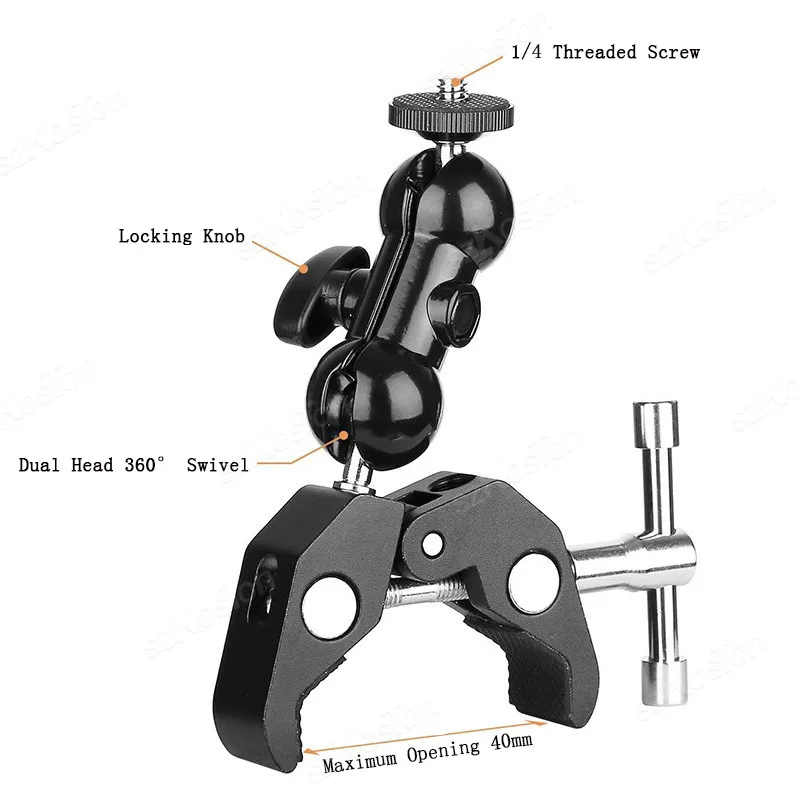 Motorcycle Crab Clamp Handlebar Fixed Mount Holder For GoPro 13 12 11 10 9 Insta 360 X4 X5 DJI Pocket 3 Aluminum Holder Bracket - imagen 4
