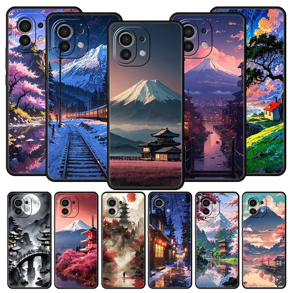 Funda de teléfono para Xiaomi Mi 15 14 14T 13T 12T Pro 12 13 11 Lite 5G 11T X6 X5 Pro cubierta suave de TPU arte paisajístico de Anime japonés