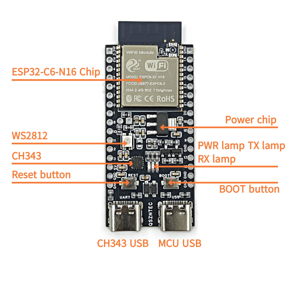ESP32-C6 16MB Flash ESP32 WiFi + Bluetooth Internet de las cosas Placa de desarrollo ESP Placa central ESP32-C6-DevKit N16 para Arduino - imagen 5