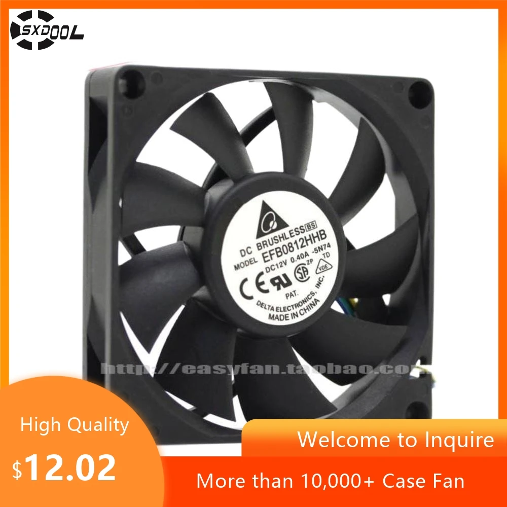 Para Delta EFB0812HHB 12V 0.4A cuatro cables 8015 PWM CPU ventilador de refrigeración del chasis 80x80x15mm enfriador - imagen 2