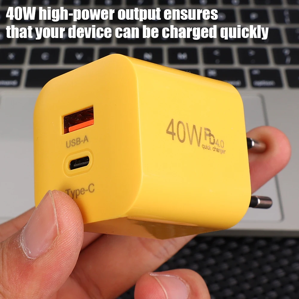 Adaptador de cargador de pared USB A tipo C de doble puerto de carga súper rápida de 40W para teléfonos Samsung Huawei Xiaomi Mi Android enchufes UE/EE. UU. - imagen 4