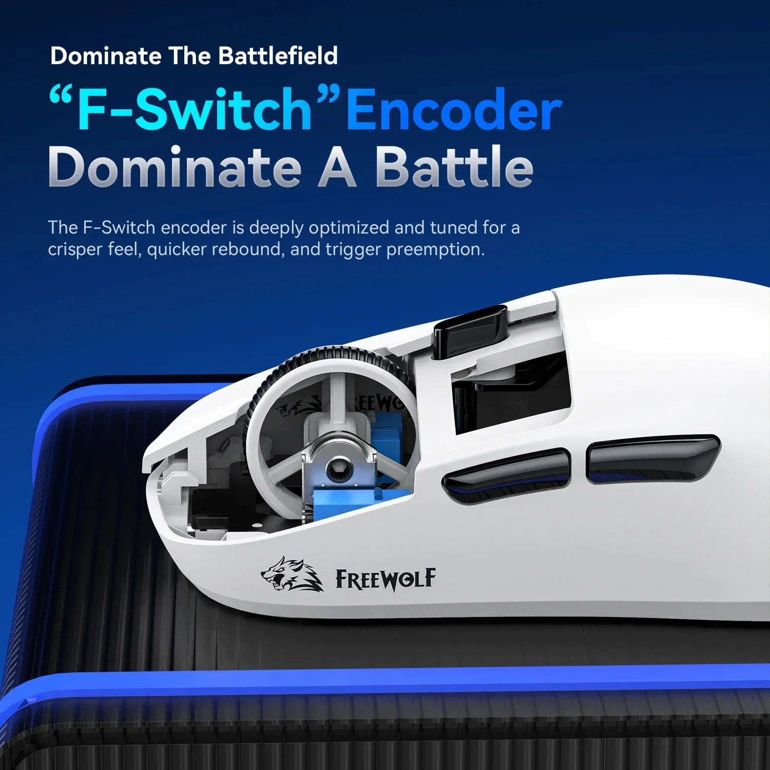 RATÓN LIGHTWEEIGHT FREEWOLF A6, Bluetooth 2,4G con cable, tres modos, pad, PC, portátil, ratón para juegos integral - imagen 3