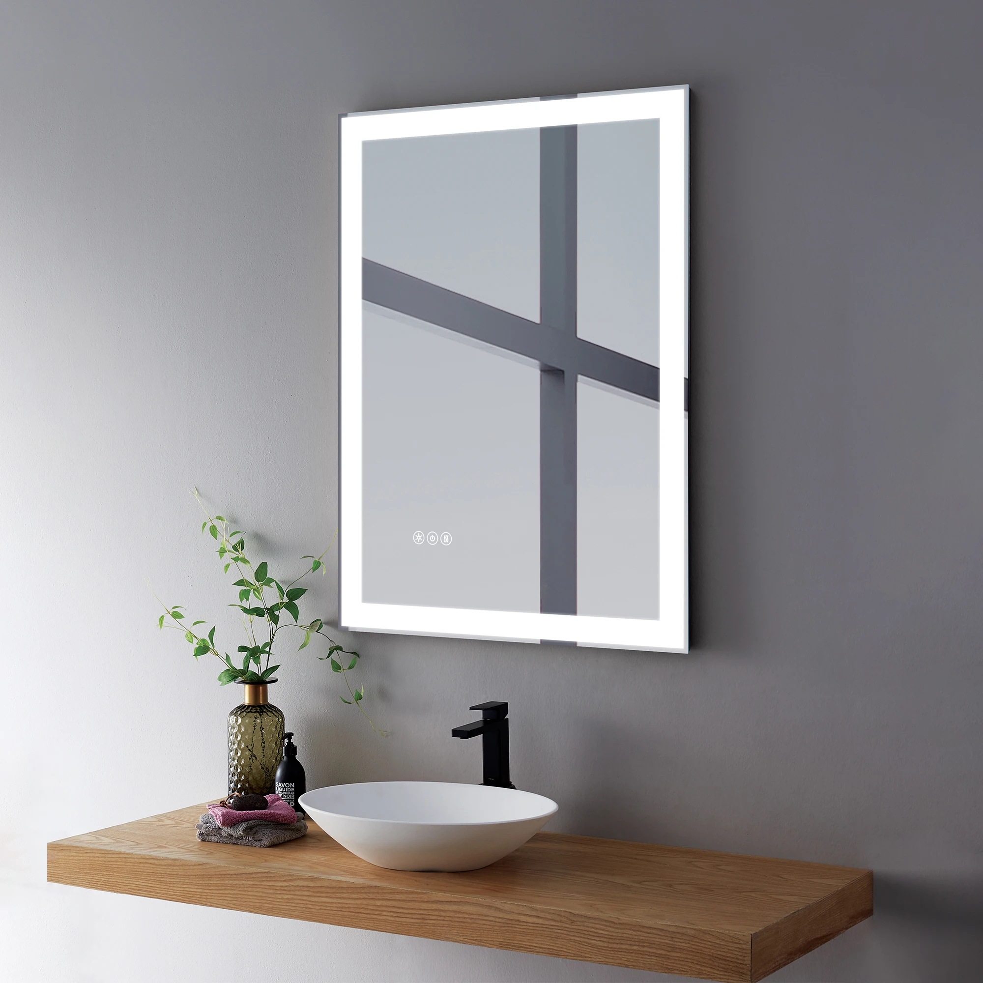 Espejo antiniebla elegante del espejo LED del cuarto de baño del nuevo diseño con el interruptor táctil del botón - imagen 3