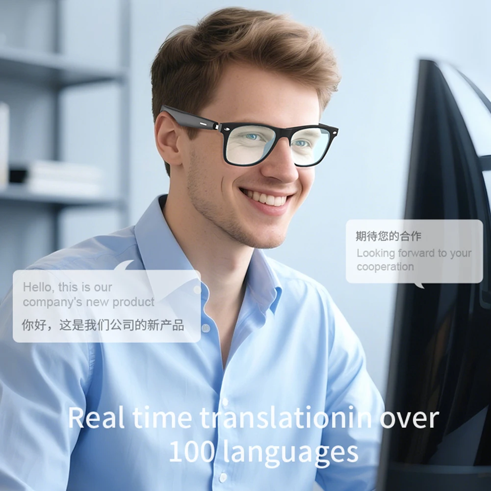 Gafas de traducción inteligentes AI, gafas inteligentes compatibles con Bluetooth, auriculares inalámbricos, gafas de sol, auriculares para hombres y mujeres - imagen 3