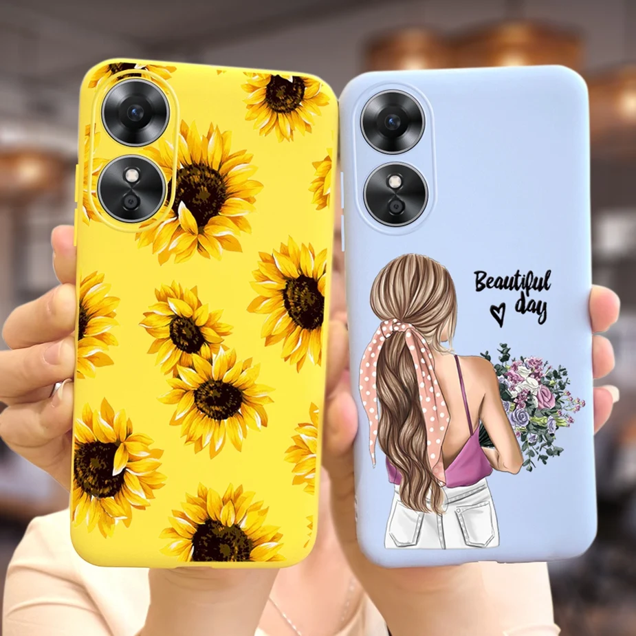 Para Oppo A17 A17K funda 2022 lindo amor corazón dibujos animados niñas cubierta suave funda de teléfono de silicona para Oppo A17K A 17 k OppoA17 contraportada - imagen 2