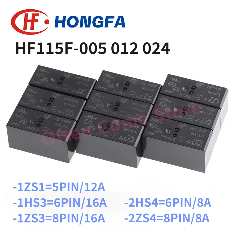 5 uds JQX HF115F - 005 012 024 -1HS3 1ZS1 1ZS3 2HS4 2ZS4 5PIN 6PIN 8A 12A 16A 5V 12V 24V relé de potencia