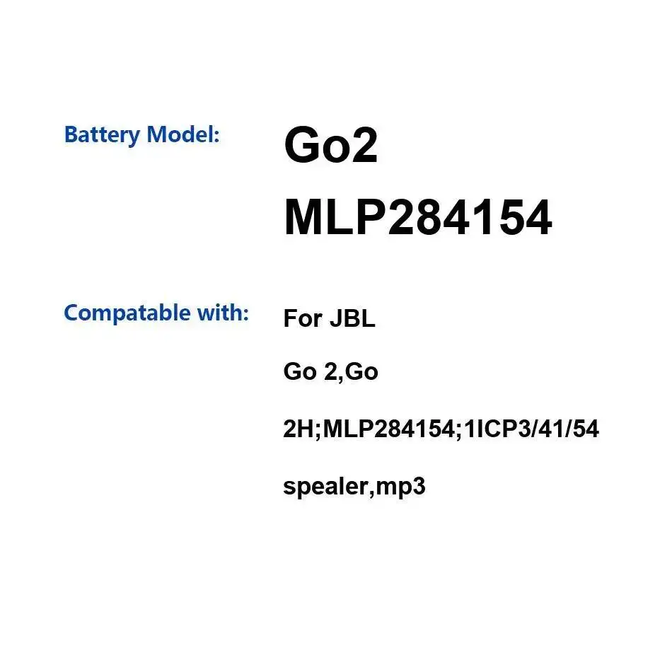 Batería Mp3 de alta compatibilidad 730Mah para Jbl GO 2 2H MLP284154 1ICP3 41 54 altavoz Go2 buen rendimiento de baja temperatura - imagen 3