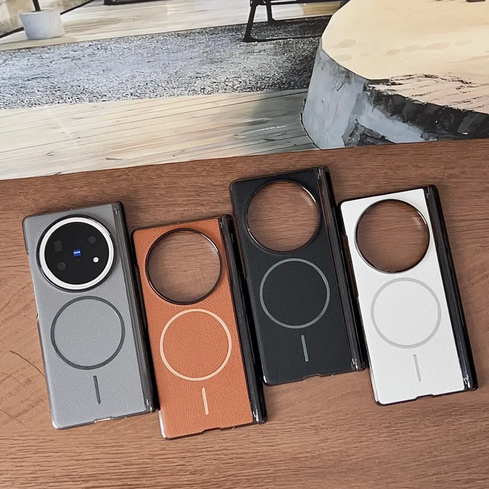 Para VIVO X Fold 5 funda de cuero PU bisagra magnética carga inalámbrica funda protectora trasera para VIVO X Fold5 carcasa de teléfono - imagen 3