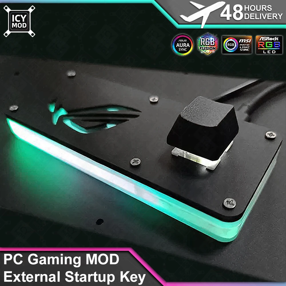 ICYMOD ARGB PC Gaming Botón de inicio externo ROG 5V3pin AURA SYNC Botón de inicio para placa base de CPU con terminales DuPont