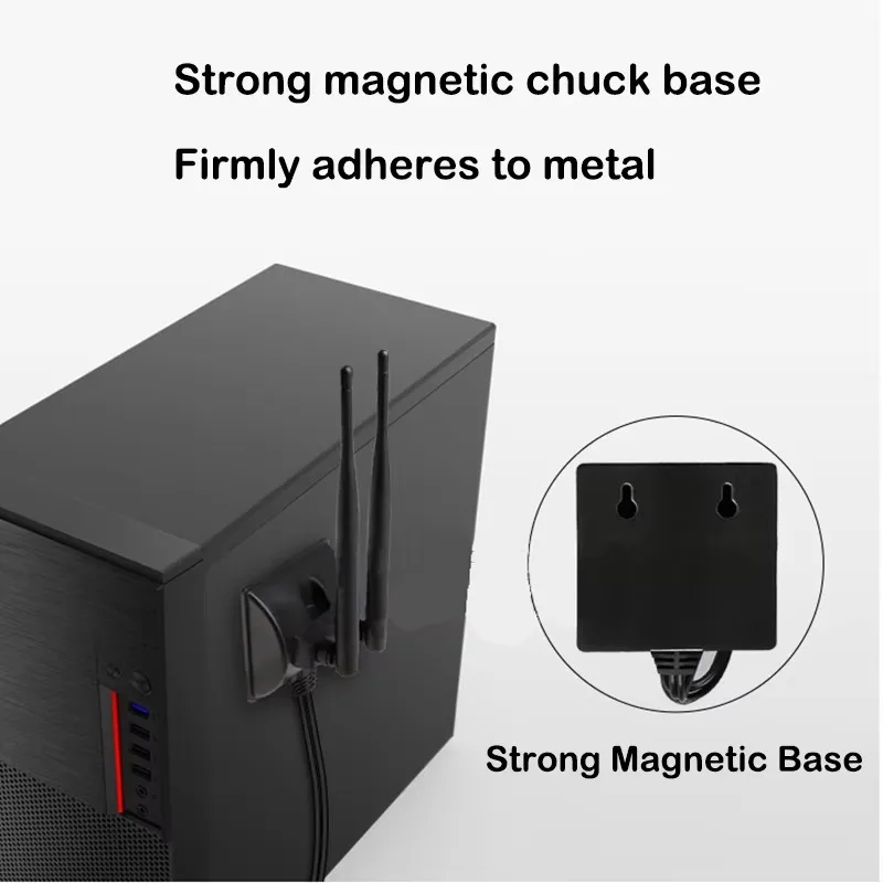 Antena de tarjeta de red MIMO de doble banda WiFi 2,4G/5,8G amplificador de señal 6dBi con extensión externa RP-SMA de Base magnética - imagen 4