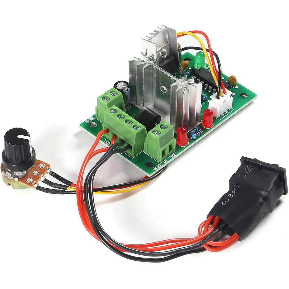 Controlador PWM de velocidad de Motor de CC ajustable mejorado, interruptor de marcha atrás de 120W, 10V, 12V, 24V, 30V, 1 unidad