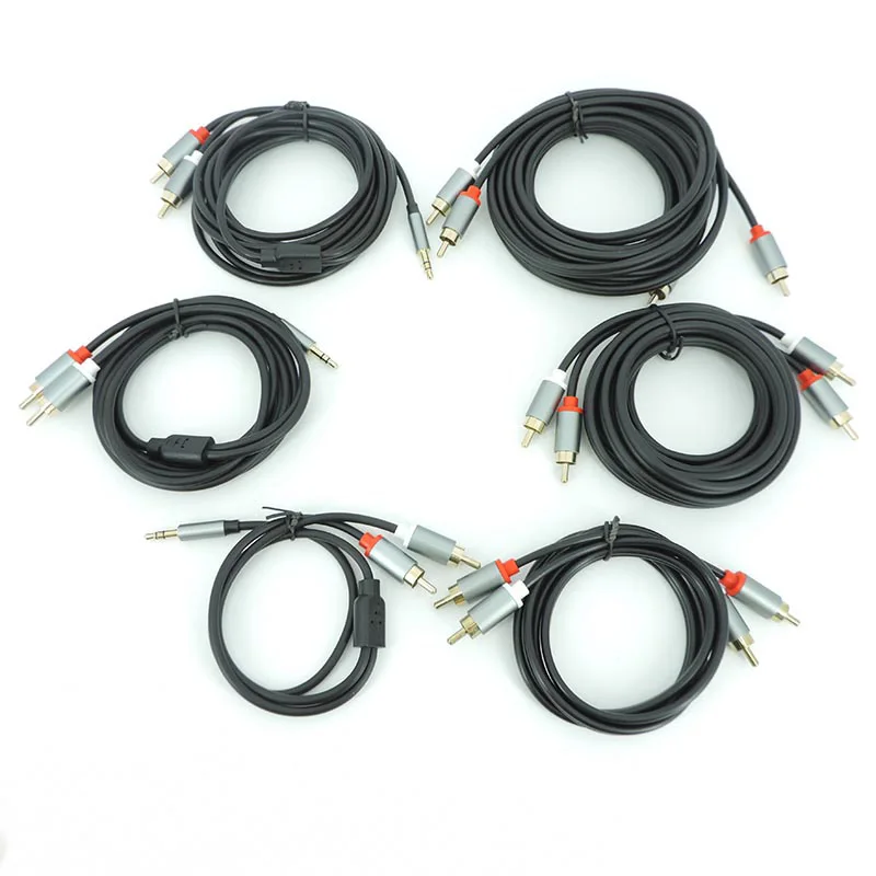 Cable de Audio divisor RCA Y, conector macho de 3,5mm, 2RCV a 2rca macho, doble loto, conector AUX RCA para amplificador de Audio, cable doméstico q1 - imagen 2