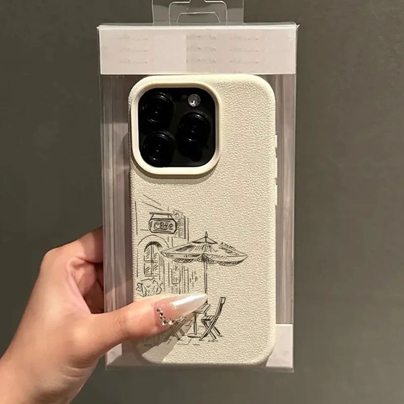 Funda de teléfono para iPhone 16 15 14 13 12 11 Pro Max XS XR XSMax 14 Plus 16e Vintage Black Street Shop diseño antideslizante suave TPU - imagen 3