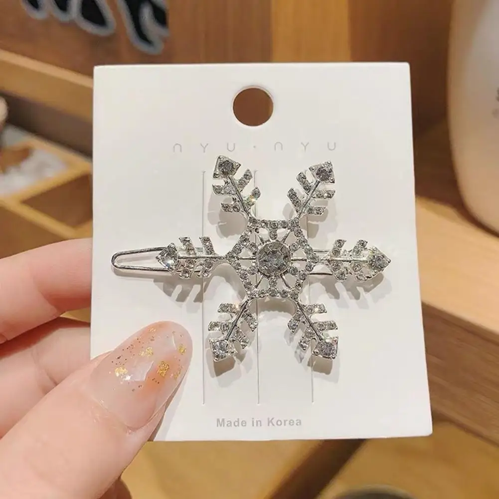 Pinzas para el pelo con forma de dibujos animados para mujer y niña, accesorios para el cabello con forma de copo de nieve brillante, elegantes, para bodas y Navidad - imagen 3
