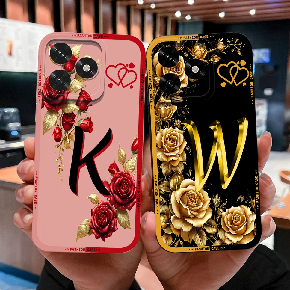 Para Honor X5C X5B Plus X5 4G Funda de teléfono moda letras florales suave Funda de silicona líquida para Honor X 5c Funda a prueba de golpes