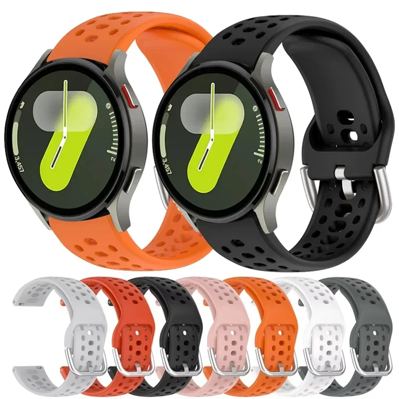 Correa de silicona transpirable de 20mm para Samsung Galaxy Watch FE 7 6 5 4 44mm 40mm banda deportiva Galaxy Watch 4 6 Classic 42mm 46 43 47mm