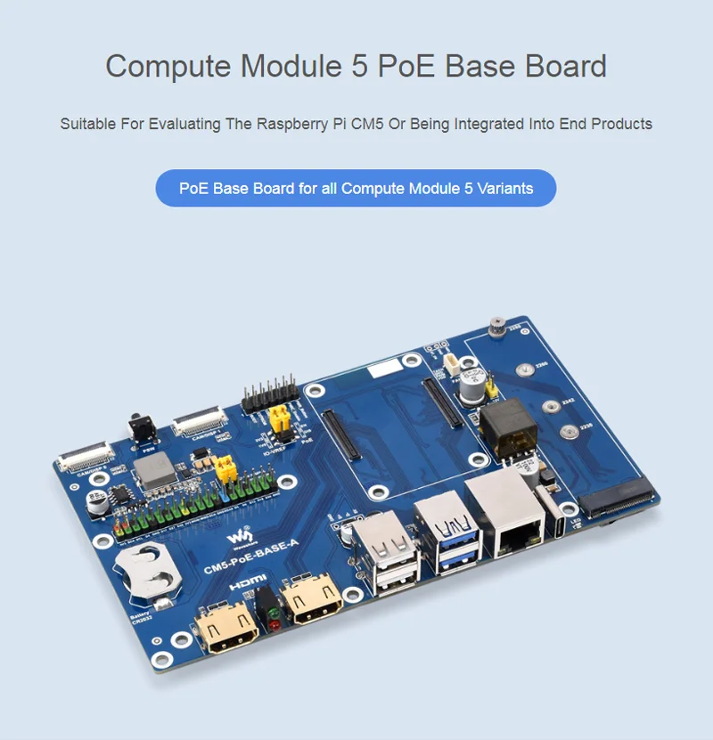 Placa de expansión CM5 IO con función PoE compatible con todos los módulos de cómputo 5 variantes opcionales con estuche para Raspberry Pi