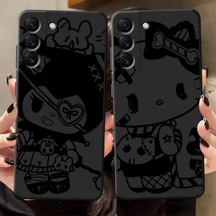 Funda para Samsung Galaxy A20 A13 A17 A40 A16 A06 A05 A04 A70 A50 A10 A12 A30 A15 funda negra suave para teléfono Sanrio Cool Kuromi Hello