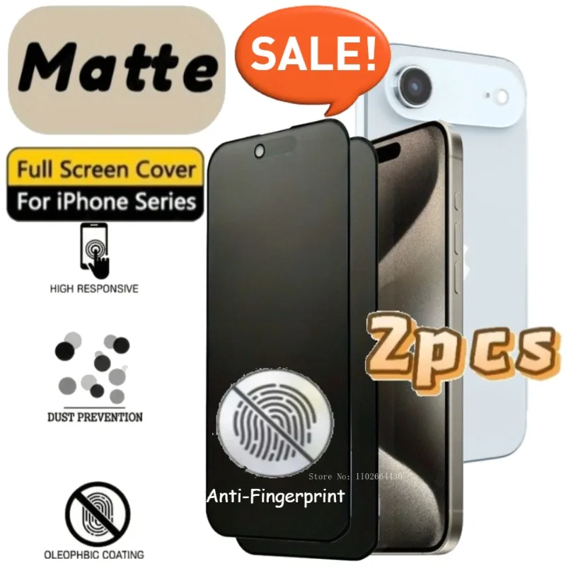 Protectores de pantalla mate para IPhone 17 16 Pro Max, accesorios para IPhone 17 15 14 Plus, antihuellas para IPhone Air Glass, 2 uds.