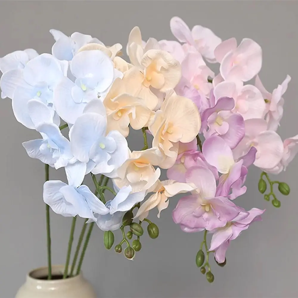 Nueva flor de seda de 9 cabezas, flor Artificial, simulación de mariposa, orquídea, Phalaenopsis 3D, plantas táctiles reales