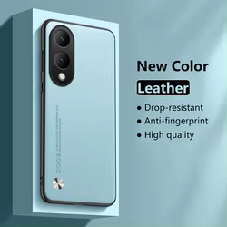 vivo Y17s – Funda Antigolpes de Cuero y Fibra de Carbono
