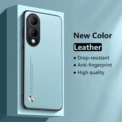 vivo Y17s – Funda Antigolpes de Cuero y Fibra de Carbono