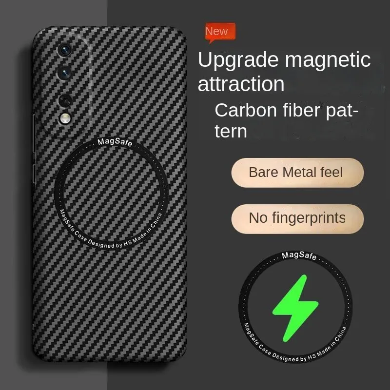 Funda trasera protectora magnética de fibra de carbono dura, carcasa para Huawei Honor 90, 80, 70, 60, 50 Pro