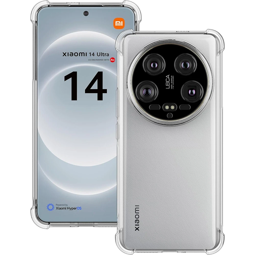 Funda a prueba de golpes con esquinas reforzadas, funda protectora de cámara de TPU transparente y suave para teléfono Xiaomi 14Ultra 14 Ultra Pro