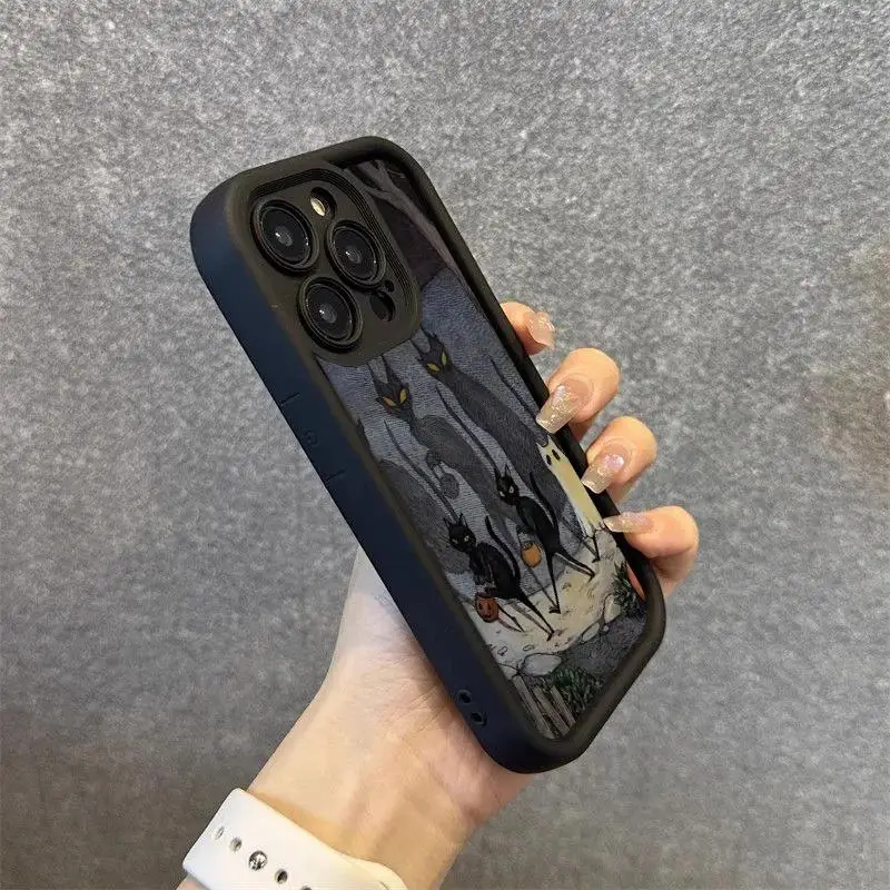 Dark Funny Monster Cat funda negra para VIVO Y22S, Y36, Y35, Y16, Y33S, Y33, Y22, Y21, V29, V23E, V27E, V27, V23, V25 Pro, Y01, Y02, Y27, Y20 - imagen 4