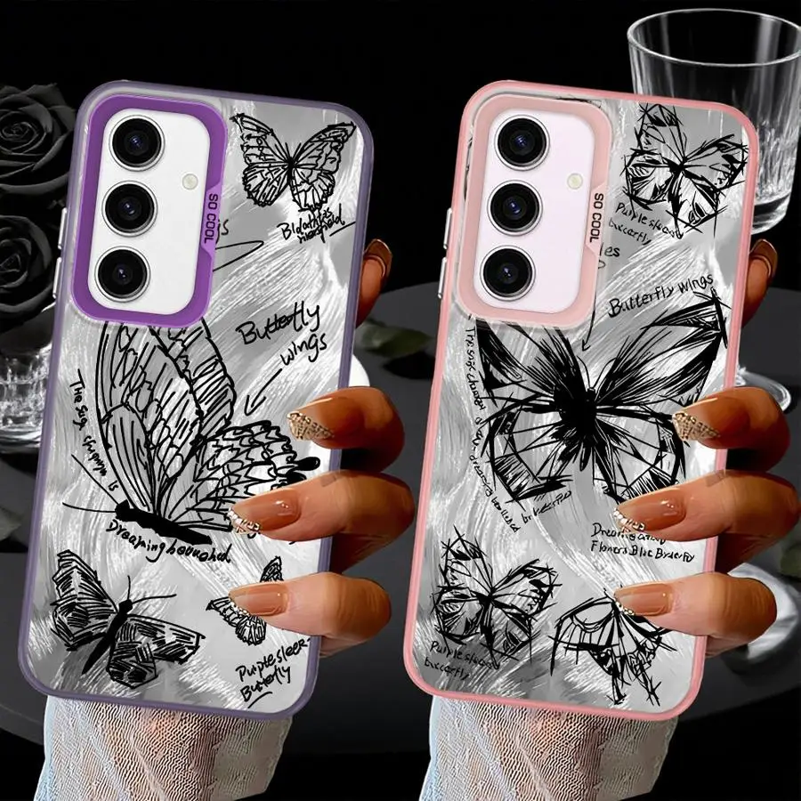 Hermosa funda de mariposa para Samsung Galaxy A33 A34 A25 A32 A36 A26 A73 A22 A52 A53 A24 A23 funda trasera para teléfono