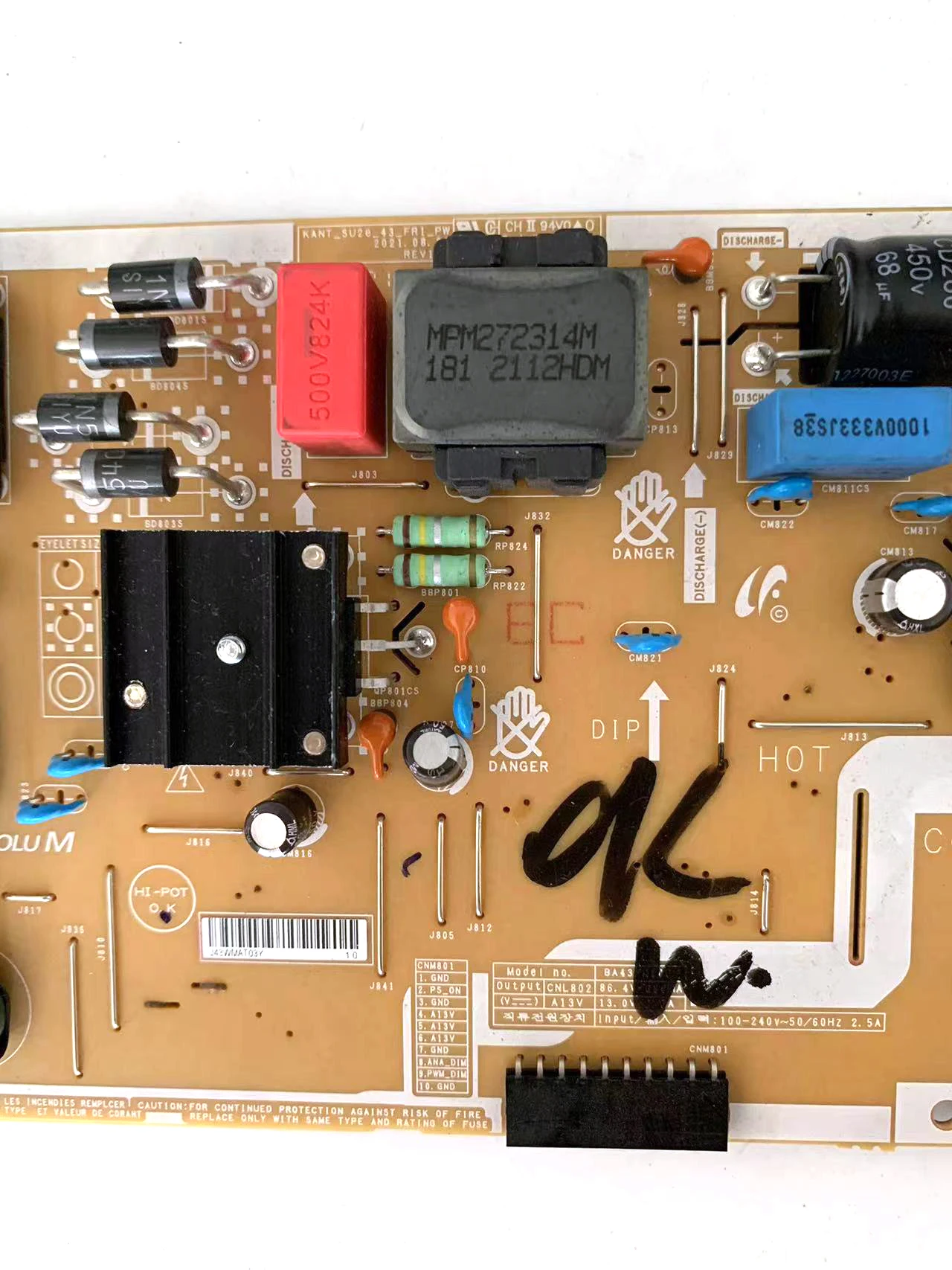 Original BA43FA100 J43WMAT05J Placa de fuente de alimentación ha sido probado funciona normal - imagen 3