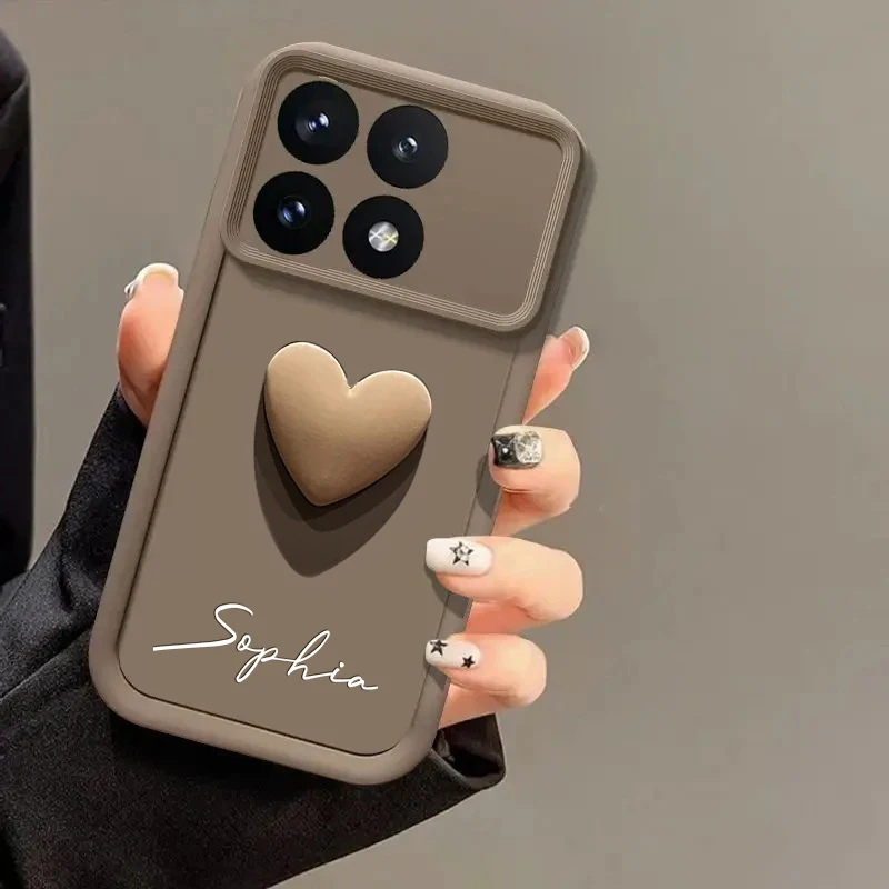 Para Xiaomi Poco X6 Pro 5G funda personalizada con nombre 3D amor corazón caramelo cubierta de parachoques Xiaomi PocoX6 Pro 5G - imagen 4