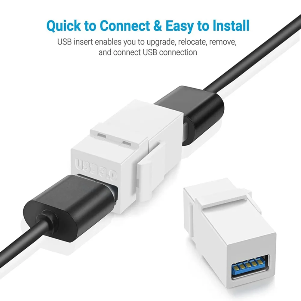 Adaptador acoplador de extensión Keystone Jack, convertidor USB 3,0, insertos Keystone, equipo de conexión, 2 piezas, A, hembra A hembra - imagen 3