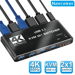 Conmutador KVM HDMI 4K/8K USB 2 en 1 PC, Monitor y Periféricos