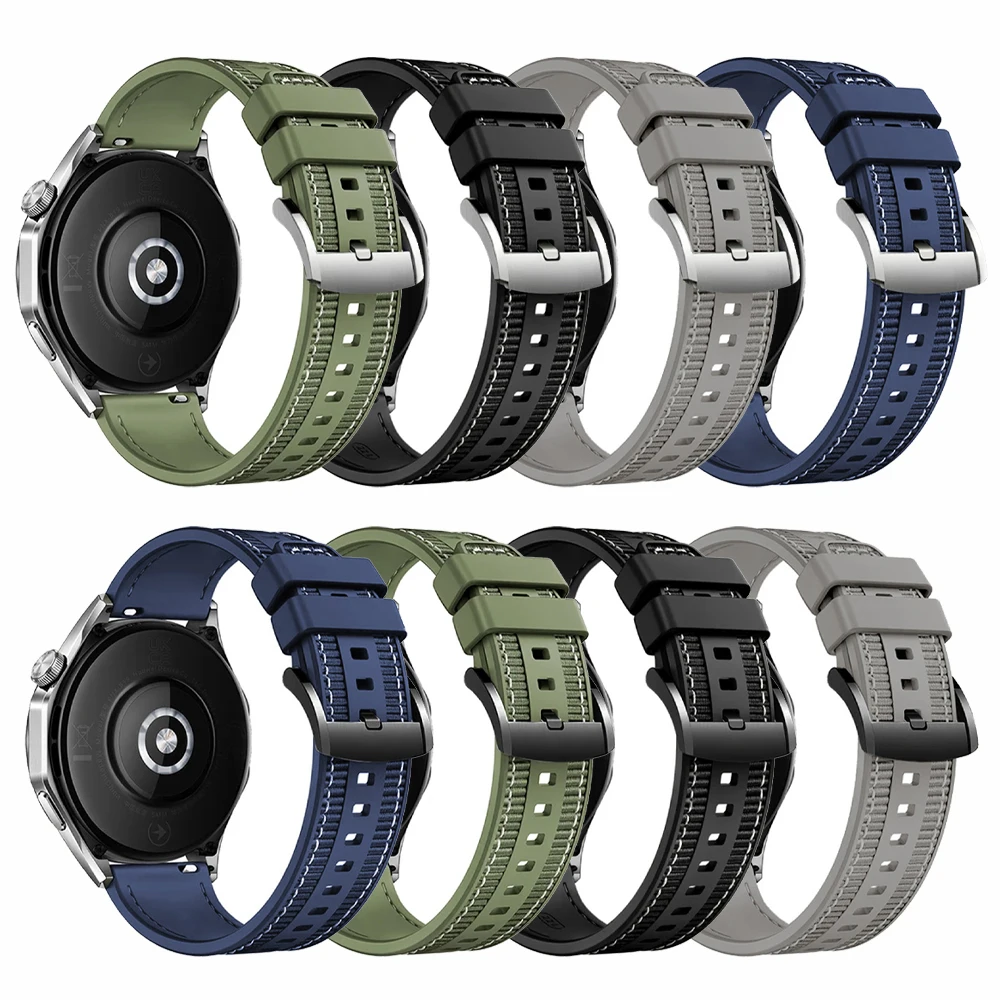 Correas de reloj de 22mm para TicWatch Pro 3 Ultra/GPS/LTE/E2/S2/GTW/GTH Pro X 2021, pulsera de nailon y silicona, correa para reloj inteligente - imagen 4