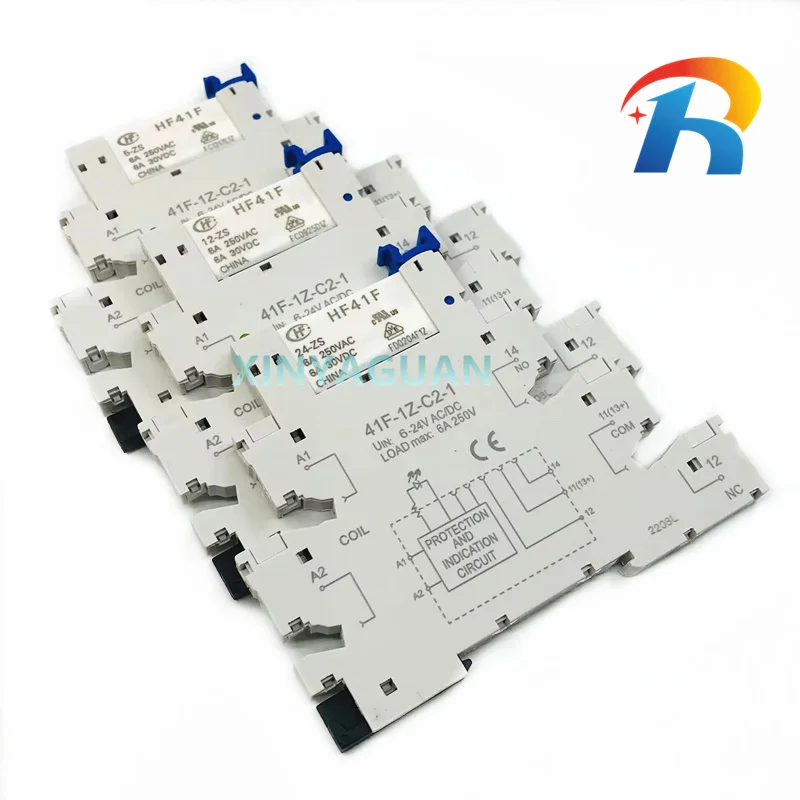 1 Uds 41F-1Z-C2-1 + HF41F 24-ZS 12-Z 5-ZS 5V 12V 24V ZST 6A 250V 1CO relé delgado/SSR montaje en casquillo de tornillo con relé de oblea LED - imagen 2
