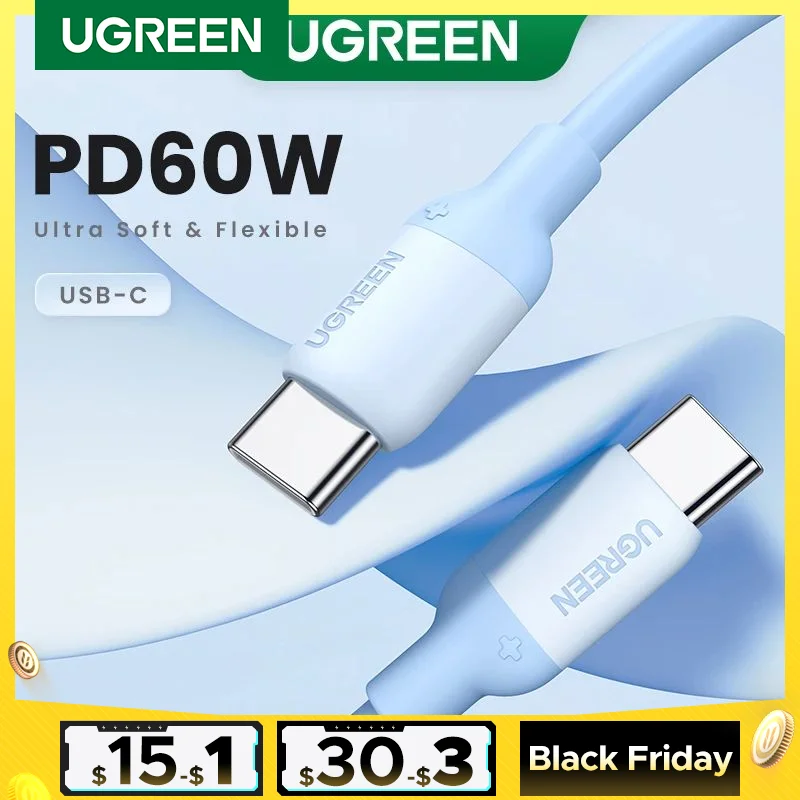 Cable USB tipo C UGREEN de silicona líquida con potencia 60W/100W