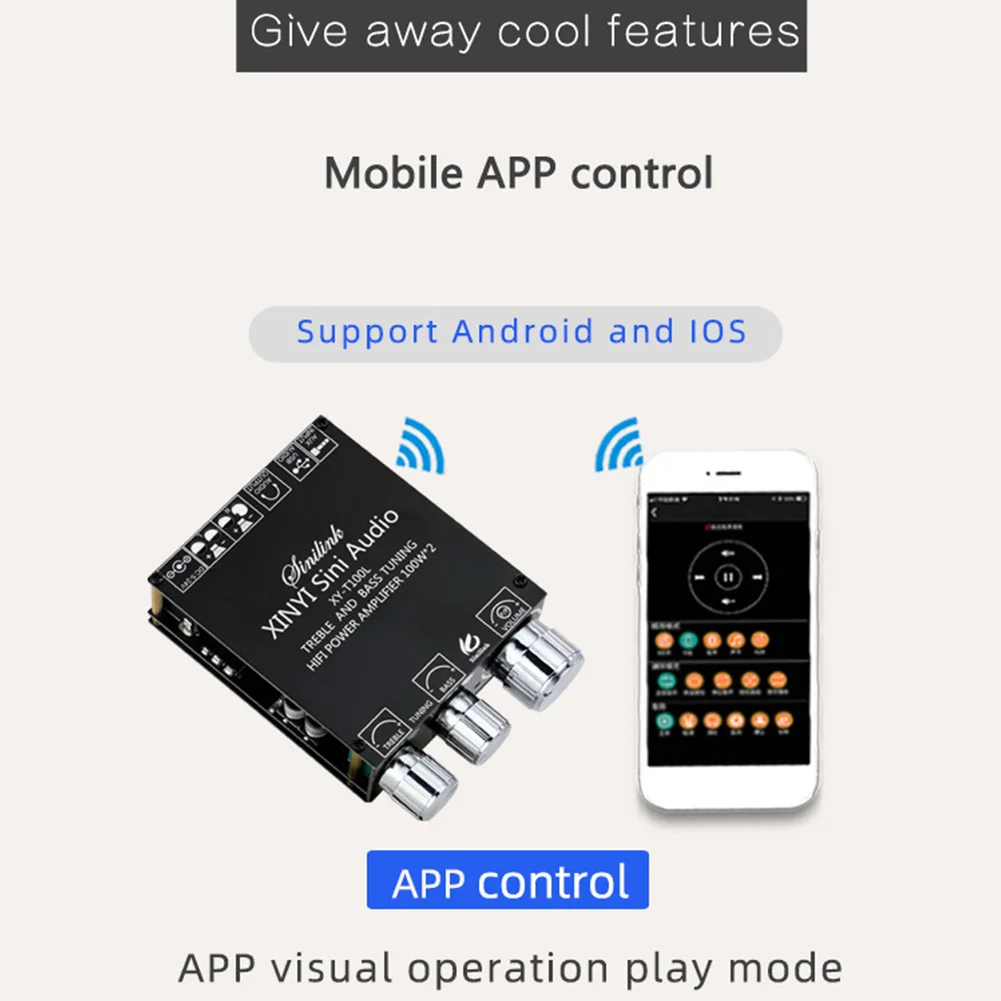 Placa amplificadora de Audio de potencia BT 5,0 TPA3116D2, placa amplificadora de 2x100W, altavoz, amplificador de Audio estéreo, ajuste de agudos y bajos
